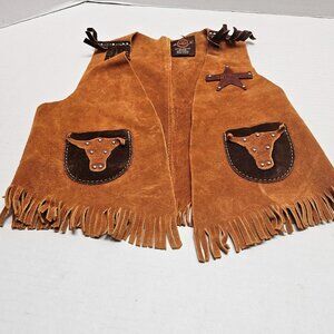 Brown Kids Leather Cowboy Suede Western Fringed Sheriff Badge John R Craighead